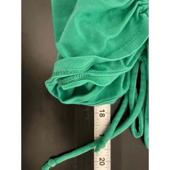 Ambiance Womens Fitted Crop Top Large Green Ruched Short Sleeve Grunge Y2K READ - Picture 8 of 9